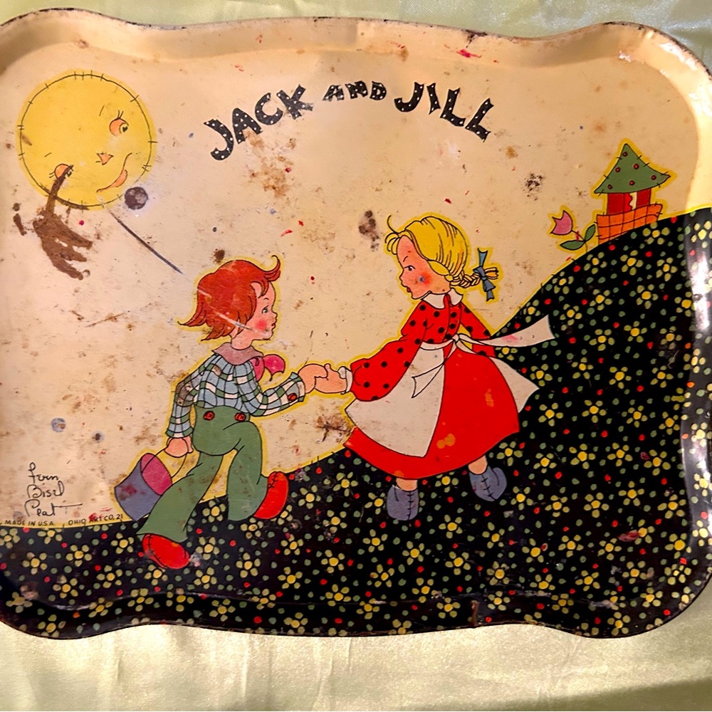 Vintage Ohio Art Tin Toy Jack &Jill Tray